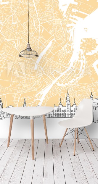 Picture of Copenhagen Denmark Skyline Map